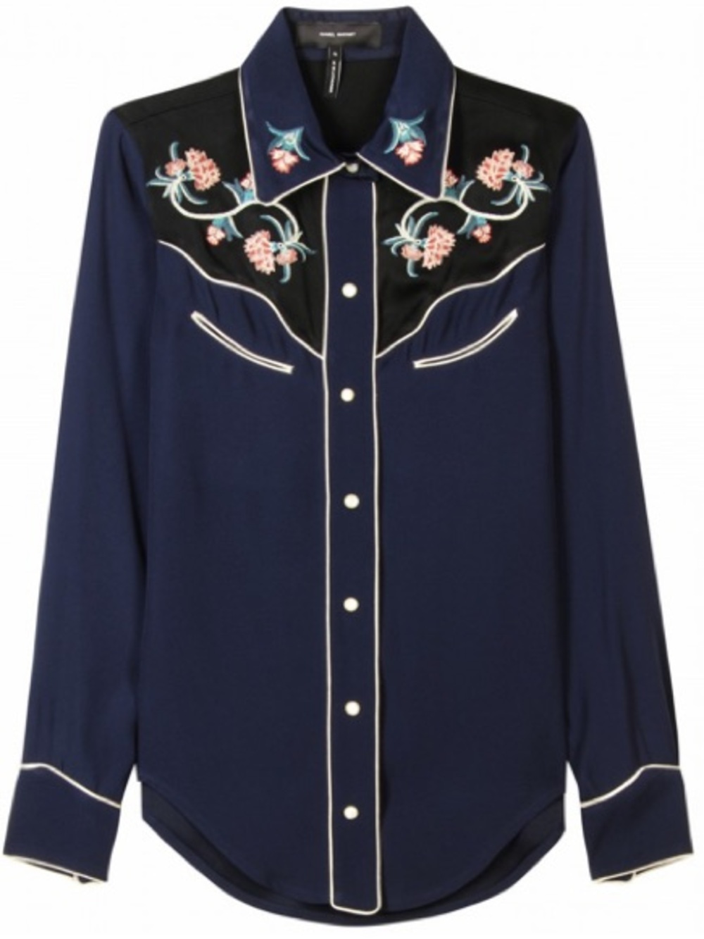 Isabel Marant western shirt in navy and black with embroidery FW12 show